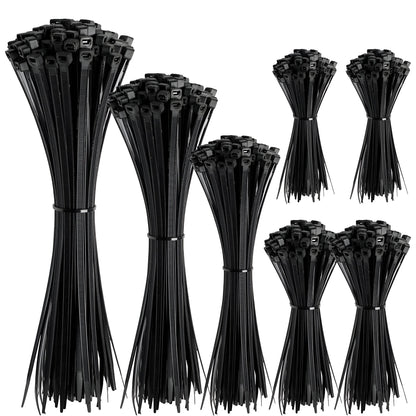 Black Nylon Cable Ties, Pack of 100 – 7 Sizes, 150 to 700 mm - 2.5 x 200 mm, 100 Ties