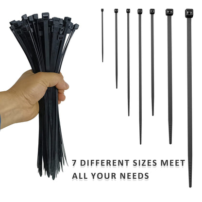 Black Nylon Cable Ties, Pack of 100 – 7 Sizes, 150 to 700 mm - photo 7
