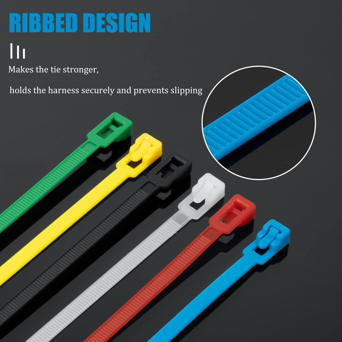 Releasable Cable Ties 8 x 400 mm, Mixed Colours – Pack of 100 - photo 2