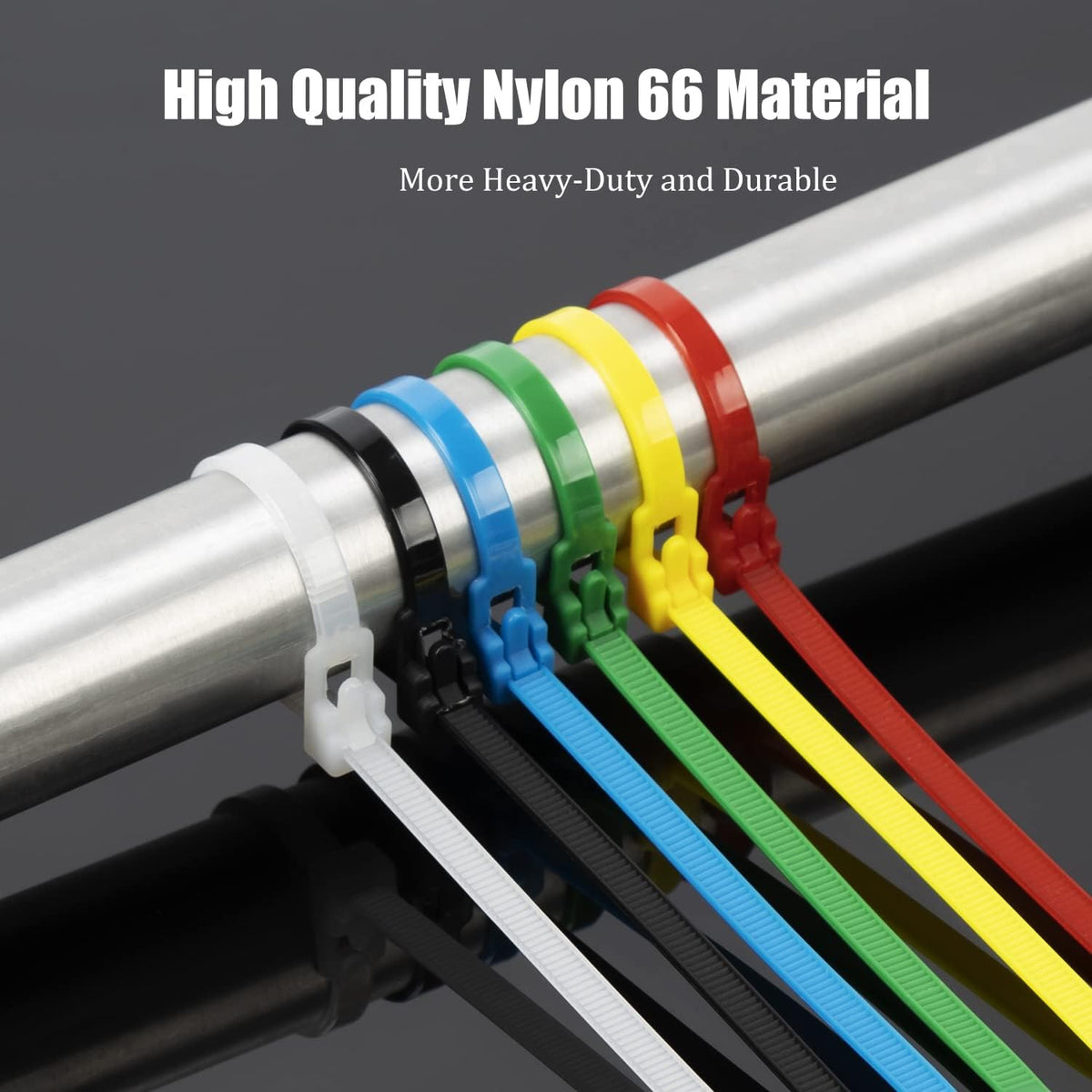 Releasable Cable Ties 8 x 400 mm, Mixed Colours – Pack of 100 - photo 4