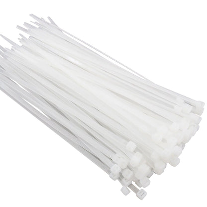 White Nylon Cable Ties, Pack of 100 – 8 Sizes, 150 to 1200 mm
