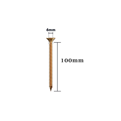 Yellow Wood Screws, Pack of 100 – 5 x 120, 6 x 80, 6 x 100 or 6 x 120 mm - 6 x 100 mm, 100 Screws
