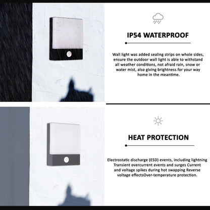 LED Wall Light with PIR Motion Sensor 12W IP54 – Black - photo 5