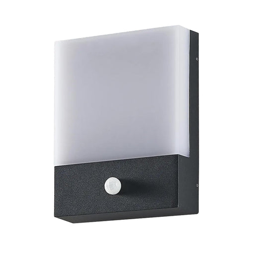 LED Wall Light with PIR Motion Sensor 12W IP54 – Black - Standard, Single, Without Bulb