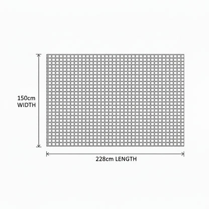 Measurement chart showing a grid with dimensions 120cm width and 152cm length on a white background.