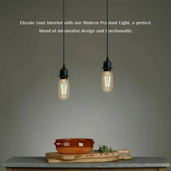 Black E27 Pendant Cable Set – Holder Only or with Clear Glass Shade - photo 3