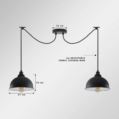2-Light Spider Pendant – Black Dome Shades, E27 - photo 3