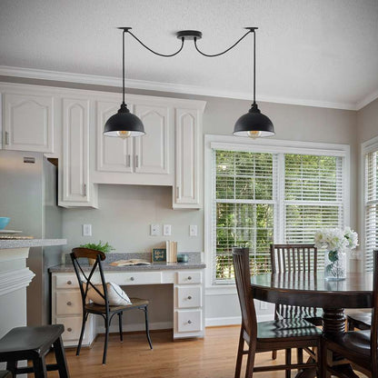 2-Light Spider Pendant – Black Dome Shades, E27 - photo 4