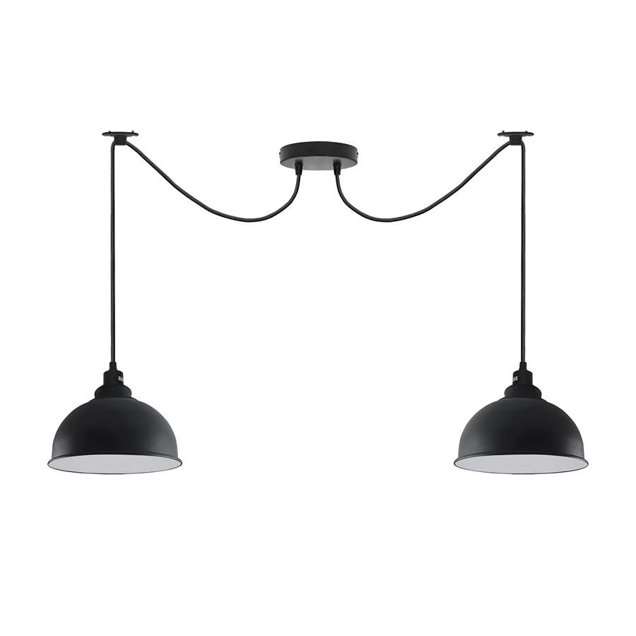 2-Light Spider Pendant – Black Dome Shades, E27 - photo 5