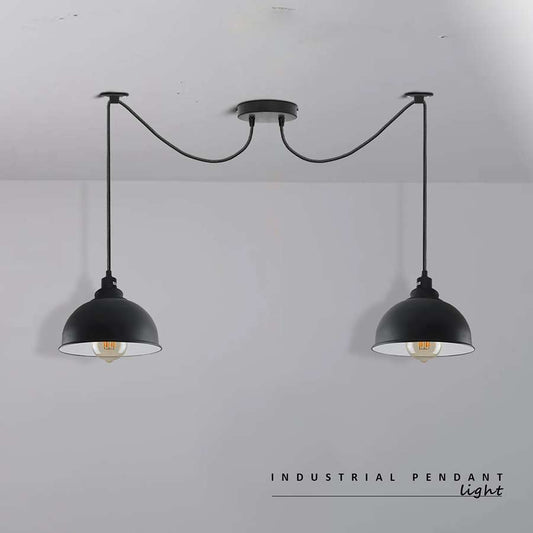 2-Light Spider Pendant – Black Dome Shades, E27