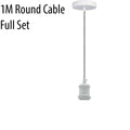 Chrome or White Pendant Light Set – 1 m Cable, Optional Shade