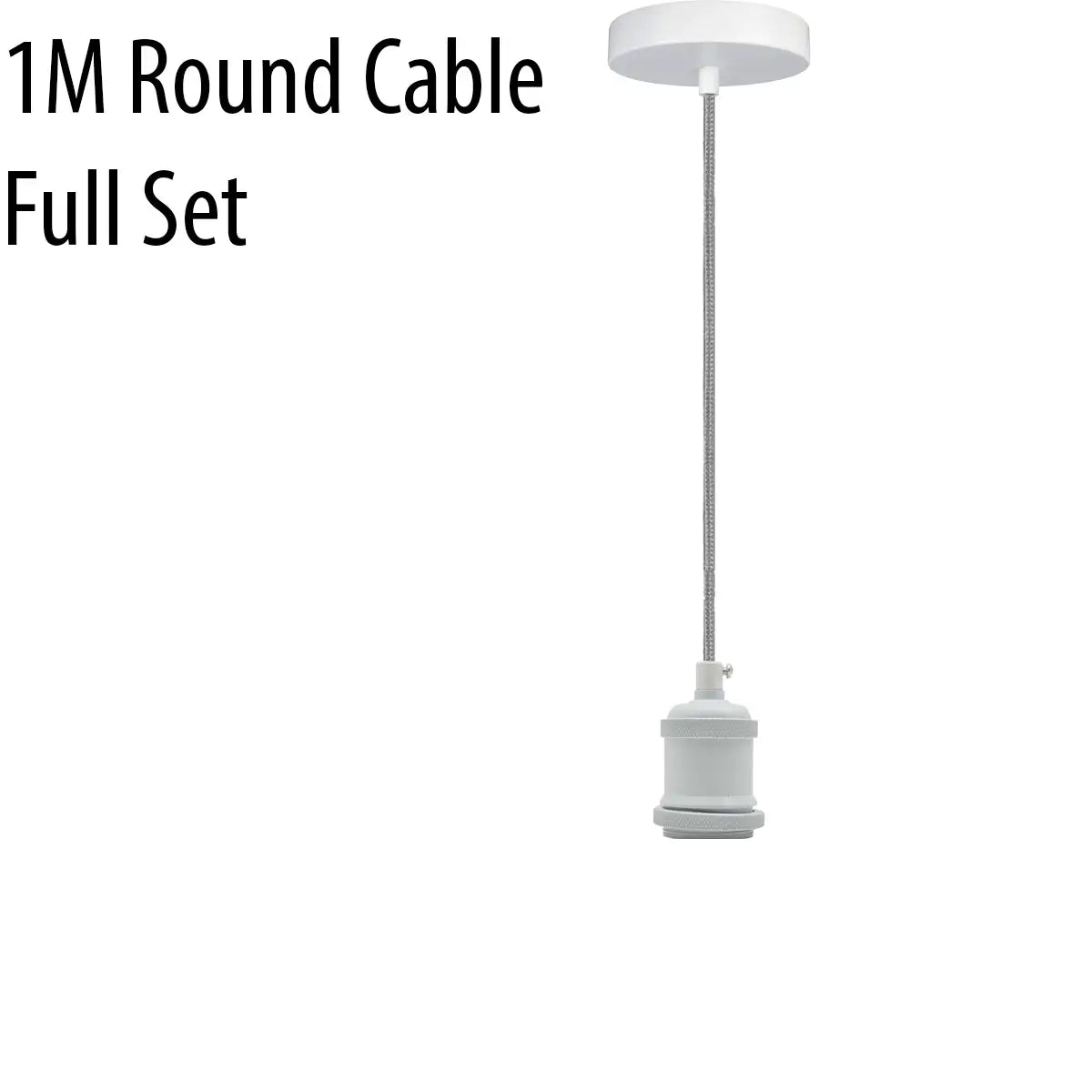 Chrome or White Pendant Light Set – 1 m Cable, Optional Shade