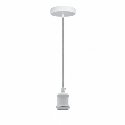 Chrome or White Pendant Light Set – 1 m Cable, Optional Shade - White, No Shade, Without Bulb