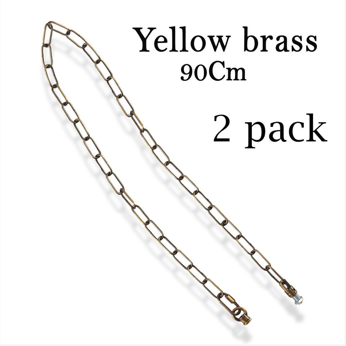 Pendant Light Chain 90 cm with M10 Ends – 7 Finishes - Pack of 2, 900 mm, Yellow Brass