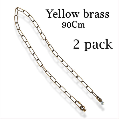 Pendant Light Chain 90 cm with M10 Ends – 7 Finishes - Pack of 2, 900 mm, Yellow Brass