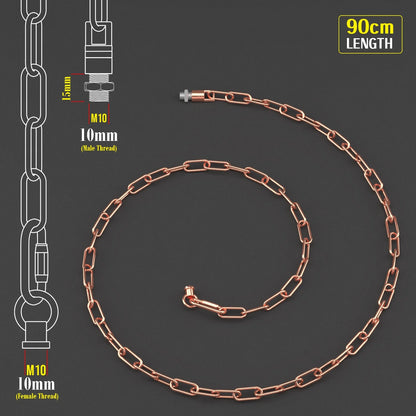 Pendant Light Chain 90 cm with M10 Ends – 7 Finishes - Single, 900 mm, Rose Gold