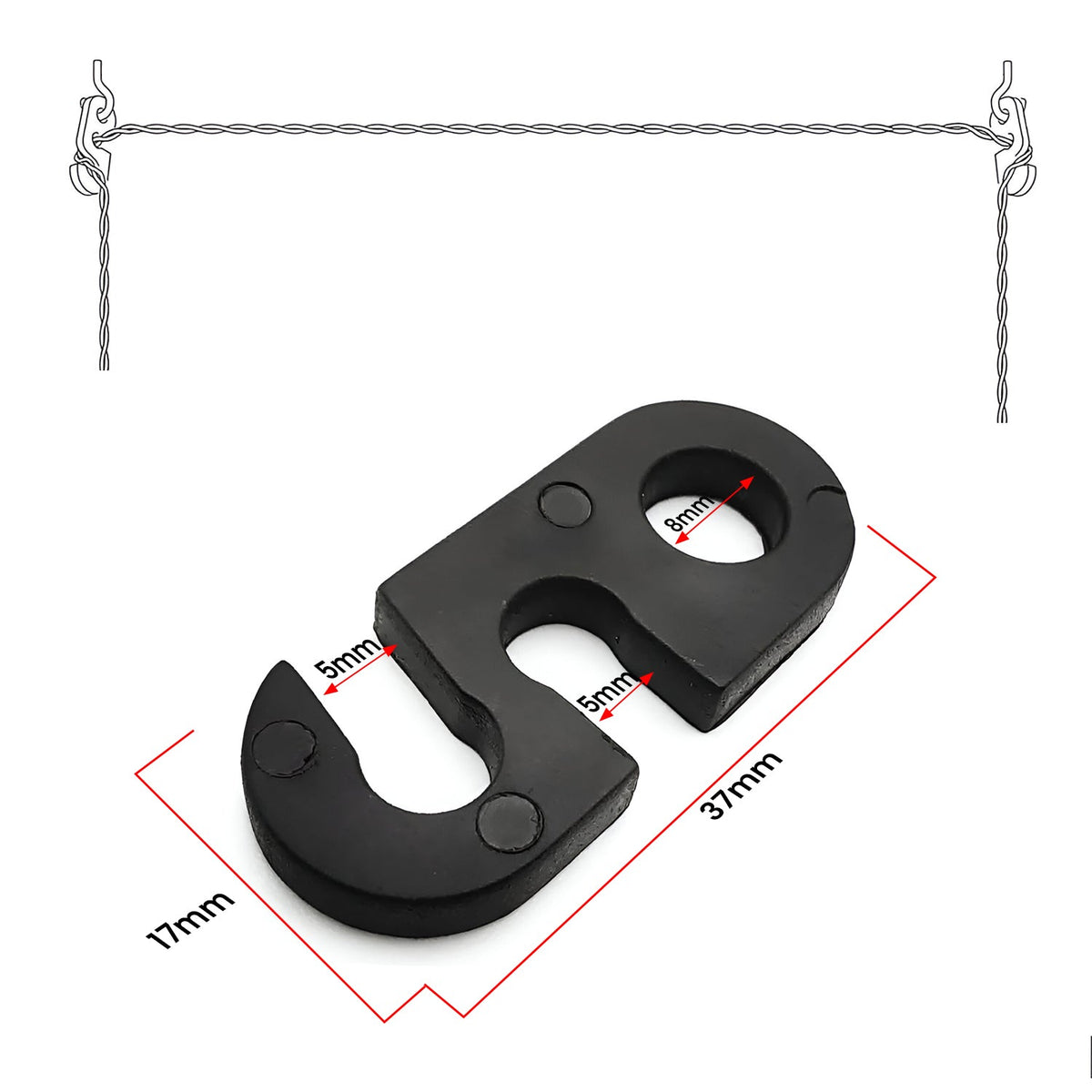 Plastic S-Hook for Pendant Light Cables – Black, Packs of 10 or 20 - photo 4