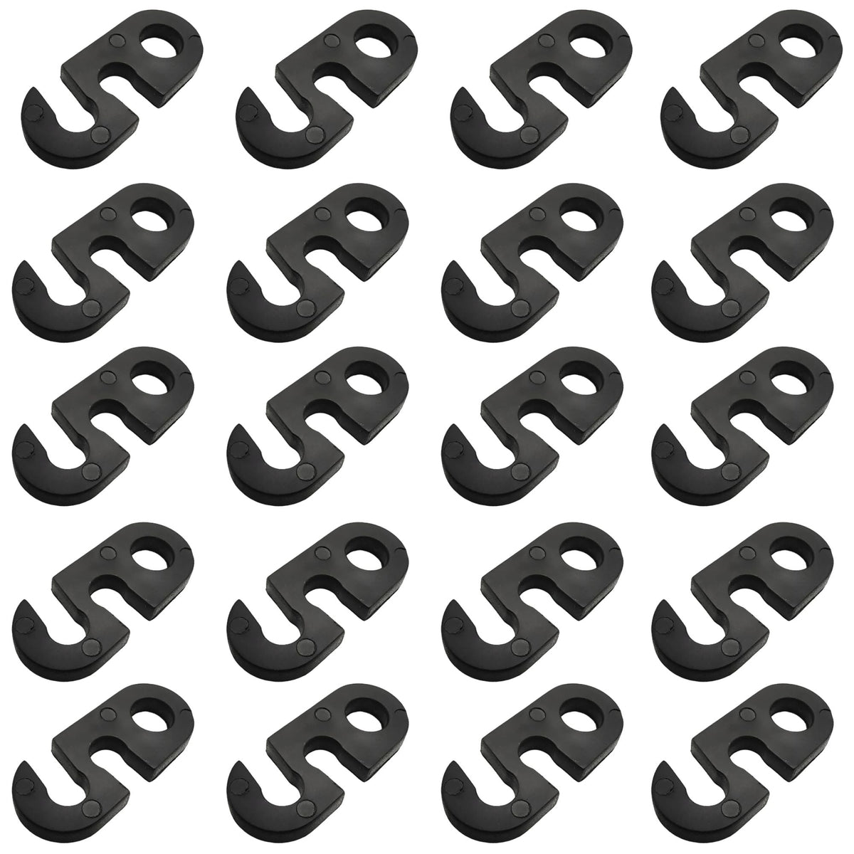 Plastic S-Hook for Pendant Light Cables – Black, Packs of 10 or 20 - Pack of 20, Standard, Black