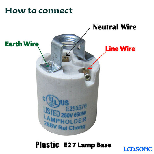 White E27 Lamp Holder with Threaded Support Tube - photo 2