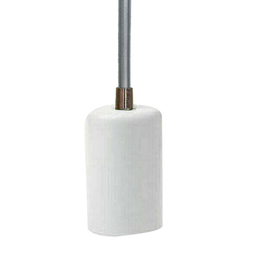 White E27 Lamp Holder with Threaded Support Tube