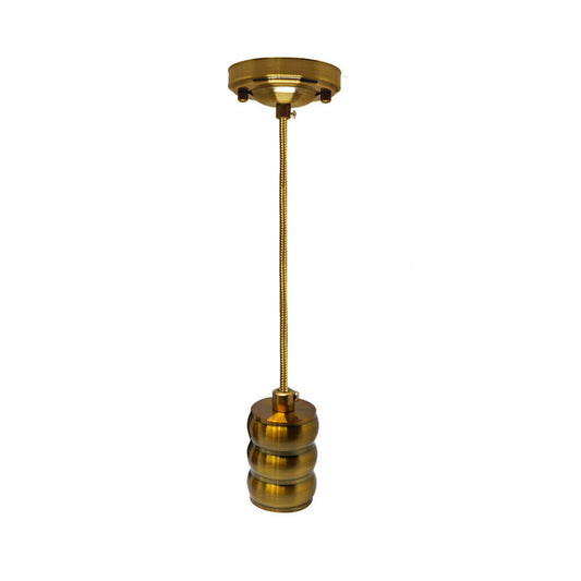 Brass Pendant Lamp Holder Set – Ribbed E27, Gold Braided Cable