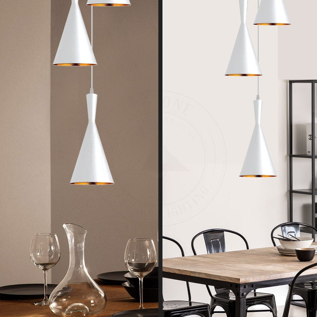 Flared Loft Pendant Light – White with Gold Inside, 19 cm - photo 6