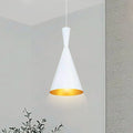Flared Loft Pendant Light – White with Gold Inside, 19 cm