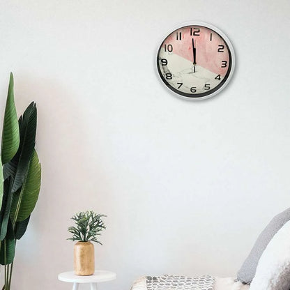 Pink Marble Round Wall Clock – 30 cm, Silver-Tone Frame - photo 5