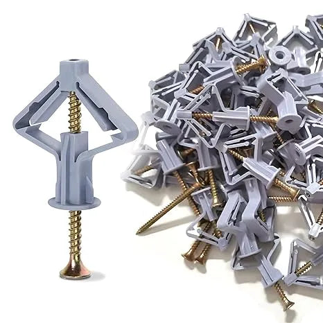 Plasterboard Butterfly Wall Anchors with Screws – Grey or White, 25 or 50 - photo 3