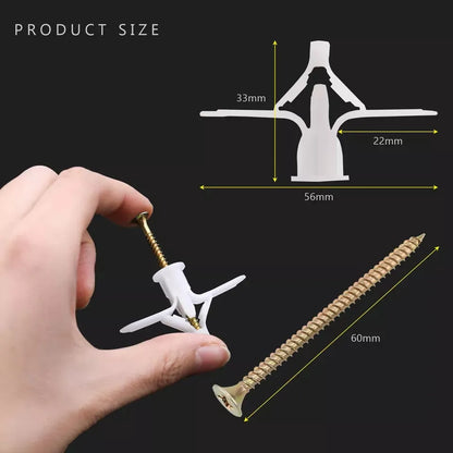 Plasterboard Butterfly Wall Anchors with Screws – Grey or White, 25 or 50 - photo 7