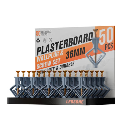 Plasterboard Butterfly Wall Anchors with Screws – Grey or White, 25 or 50 - Grey, 50 Anchors & Screws