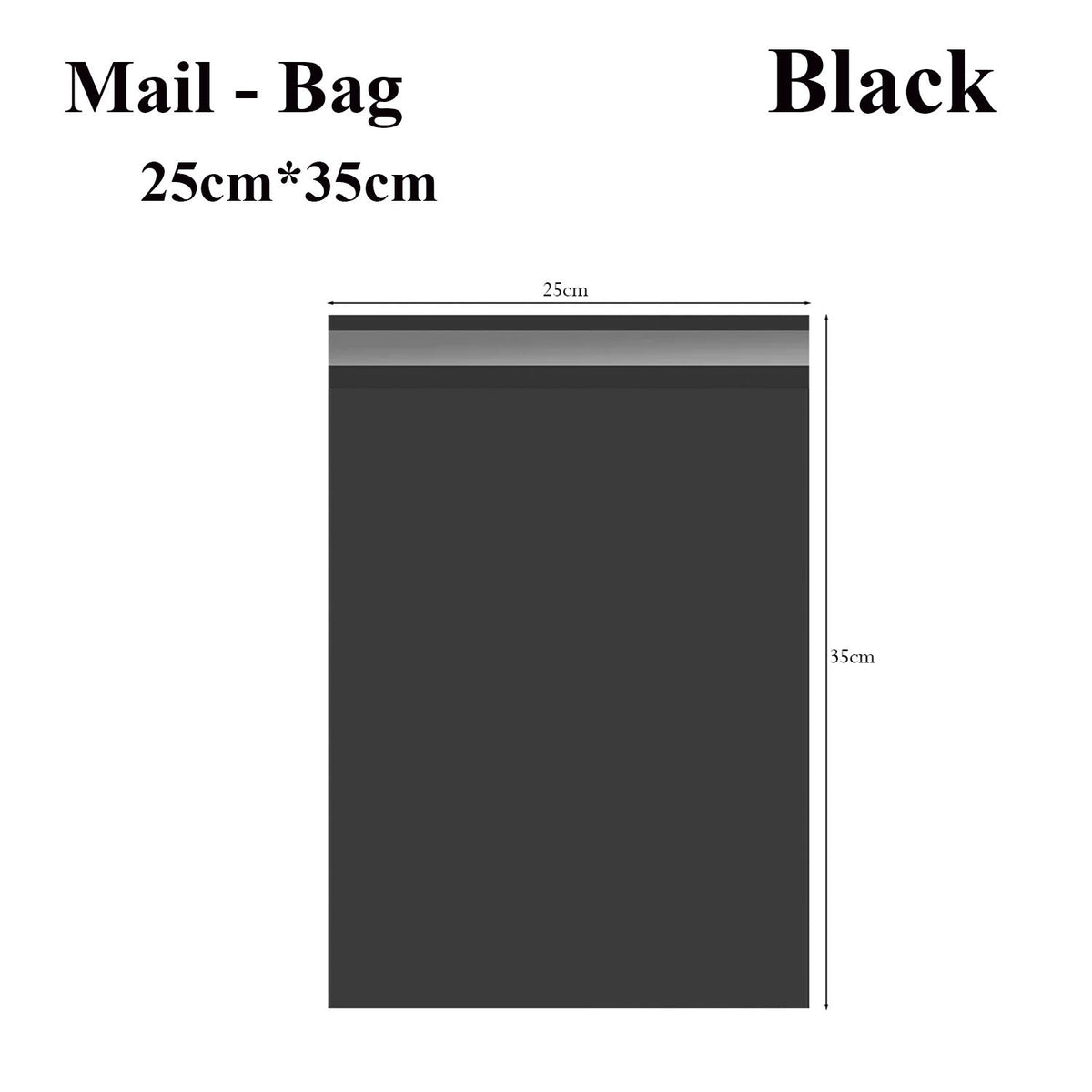 Black Mailing Bags 25 x 35 cm – Packs of 100 to 1000, Self-Seal - 25 x 35 cm, Pack of 100