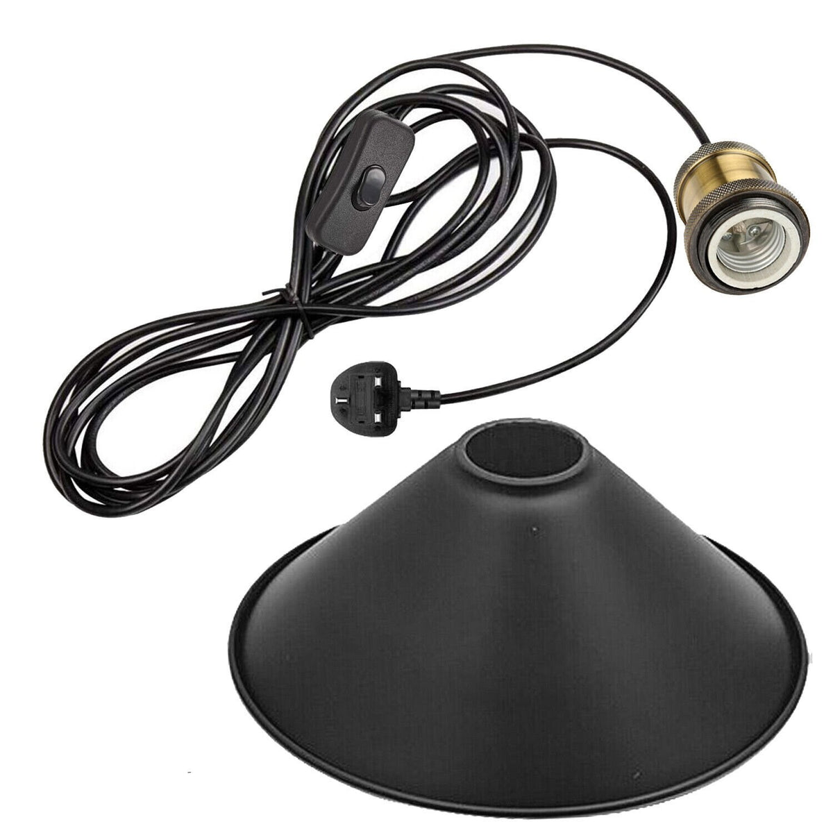Plug-In Pendant Light – 4 m Black Flex, Switch, Barn, Cone or Cage - photo 6