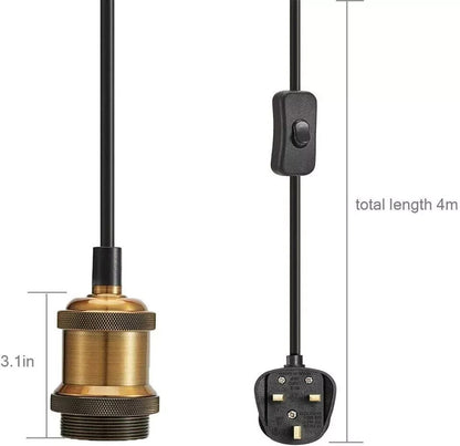 Plug-In Pendant Light – 4 m Black Flex, Switch, Barn, Cone or Cage - photo 9