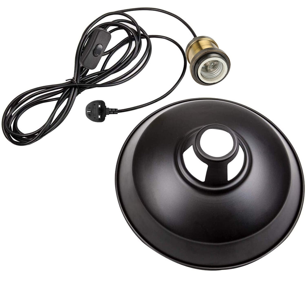 Plug-In Pendant Light – 4 m Black Flex, Switch, Barn, Cone or Cage - photo 4
