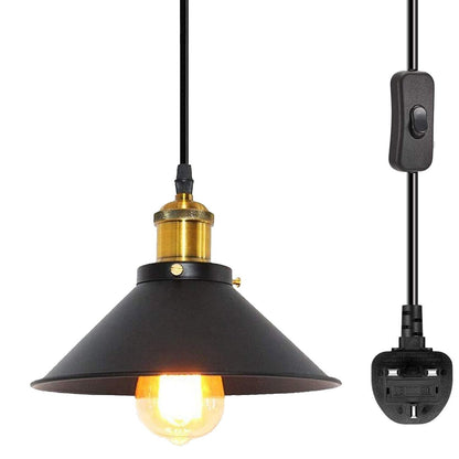Plug-In Pendant Light – 4 m Black Flex, Switch, Barn, Cone or Cage - photo 5