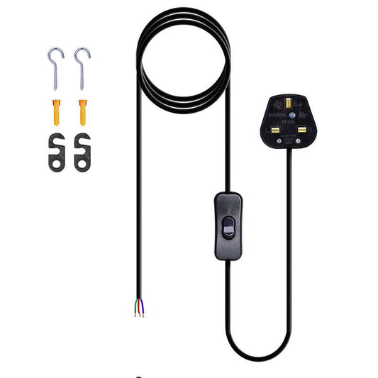 Plug-In Pendant Cord with Switch – Black, 4.5 m, No Lamp Holder