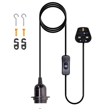 Plug-In Pendant Light Cord – E27 Holder, On/Off Switch, UK Plug, Black - photo 16