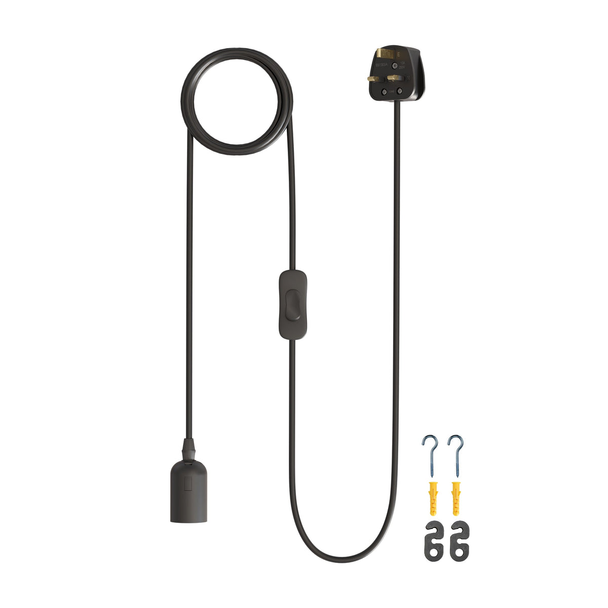 Plug-In Pendant Light Cord – E27 Holder, On/Off Switch, UK Plug, Black - photo 18
