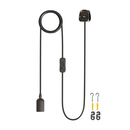 Plug-In Pendant Light Cord – E27 Holder, On/Off Switch, UK Plug, Black - photo 18