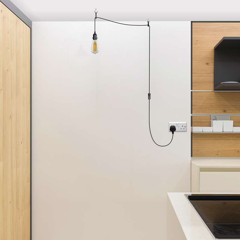 Plug-In Pendant Light Cord – E27 Holder, On/Off Switch, UK Plug, Black - photo 5