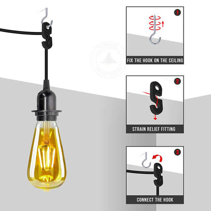 Plug-In Pendant Light Cord – Black or White, 2 m, E27 with Switch - photo 8