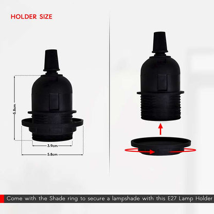 Plug-In Pendant Light Cord – E27 Holder, On/Off Switch, UK Plug, Black - photo 8