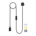 Plug-In Pendant Light Cord – Black or White, 2 m, E27 with Switch - Black, No Shade, Without Bulb