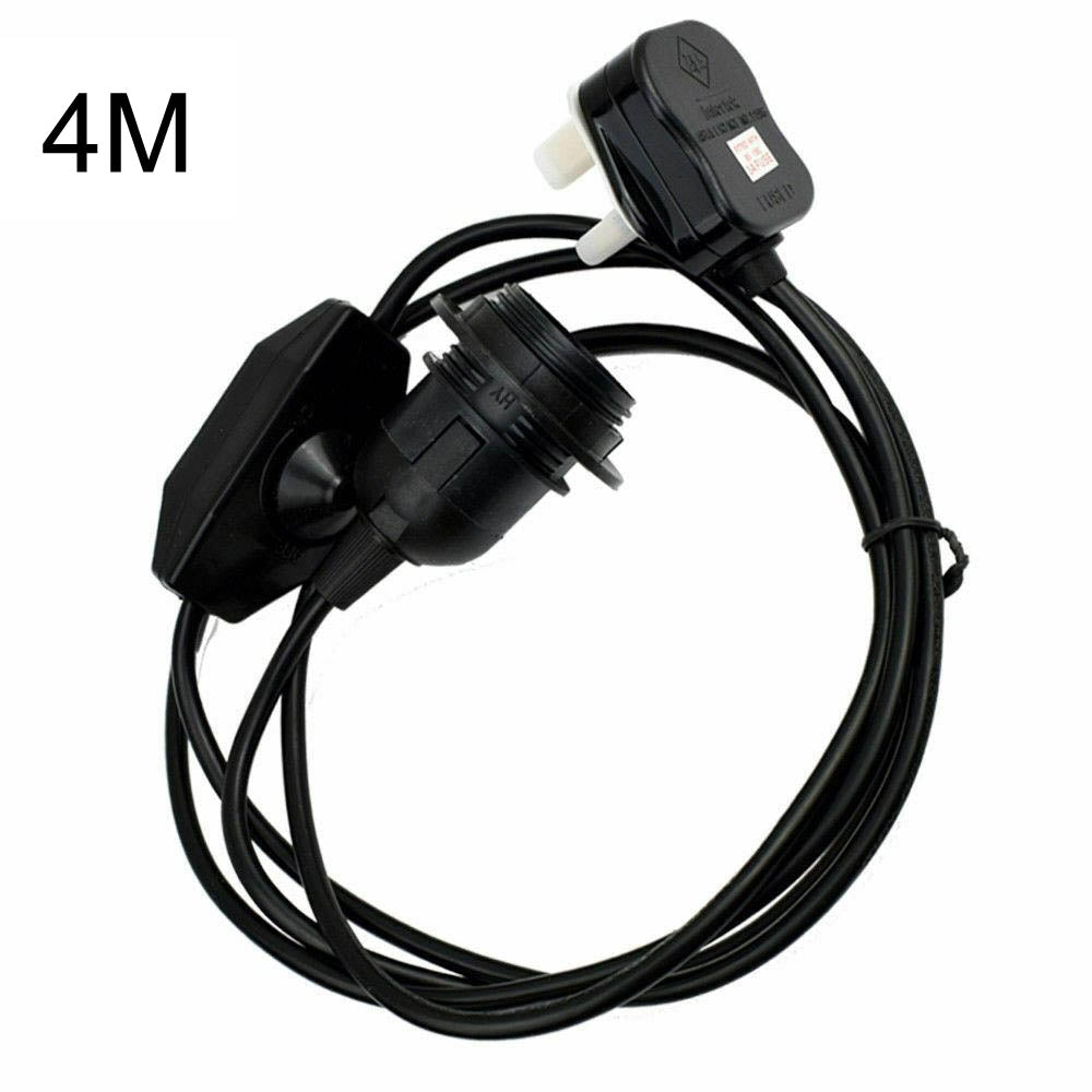 Plug-In Diamond Cage Pendant – 4 m Cable, Dimmer Switch, E27 - Black, No Shade, Without Bulb