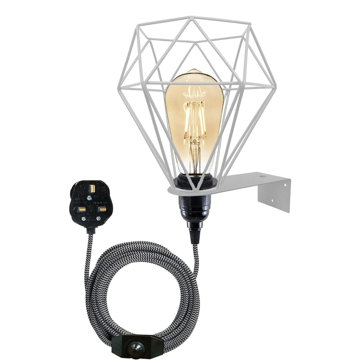 Plug-In Diamond Cage Wall Light – 4 m Dimmer Cord, 4 Colours - photo 8