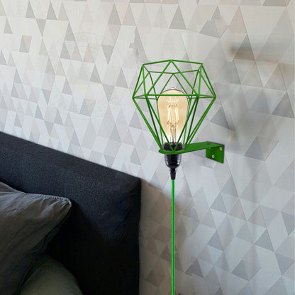 Plug-In Diamond Cage Wall Light – 4 m Dimmer Cord, 4 Colours