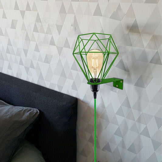 Plug-In Diamond Cage Wall Light – 4 m Dimmer Cord, 4 Colours