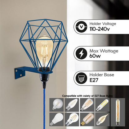 Plug-In Diamond Cage Wall Light – 4 m Dimmer Cord, 4 Colours - photo 6