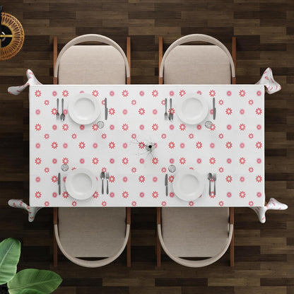 Floral Tablecloth – Red Star Flowers or Rose Tile Print, Wipe-Clean - photo 3